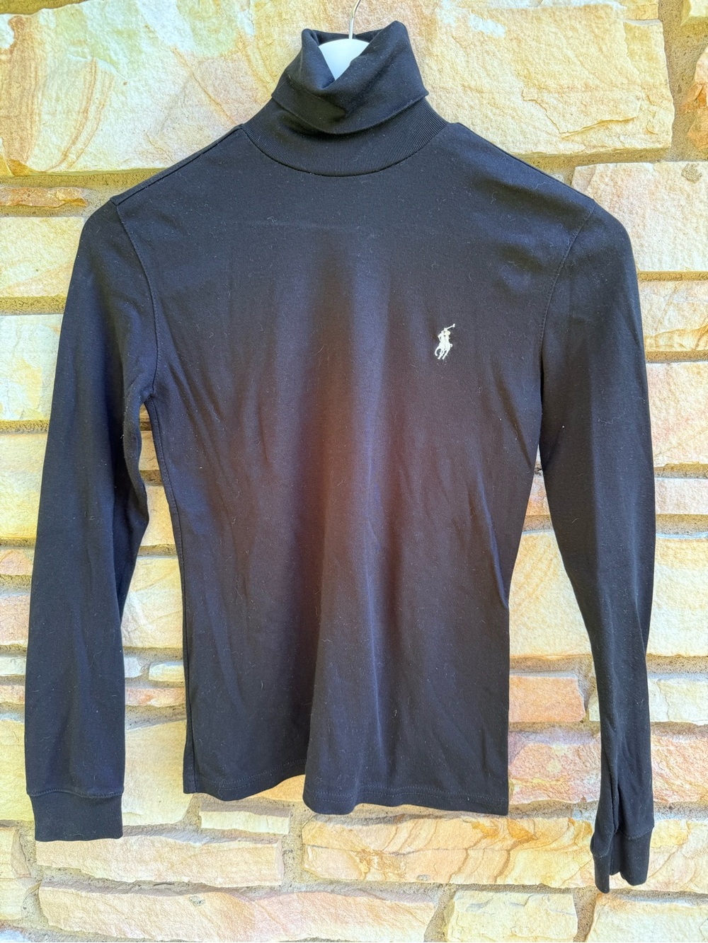 Ralph Lauren Black Turtleneck with White Polo Logo Size S - Picture 2 of 4